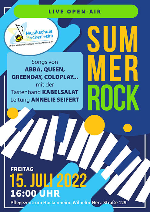 Plakat Summerrock , 15.Juli 2022 um 16 Uhr im Pflegezentrum Hockenheim